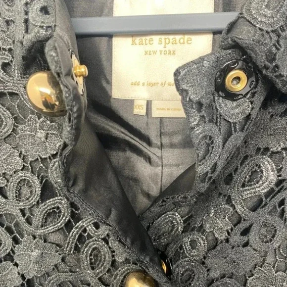 Kate Spade Lace Franny Coat Jacket 3/4 Sleeve Formal All That Glitters Gold Det.